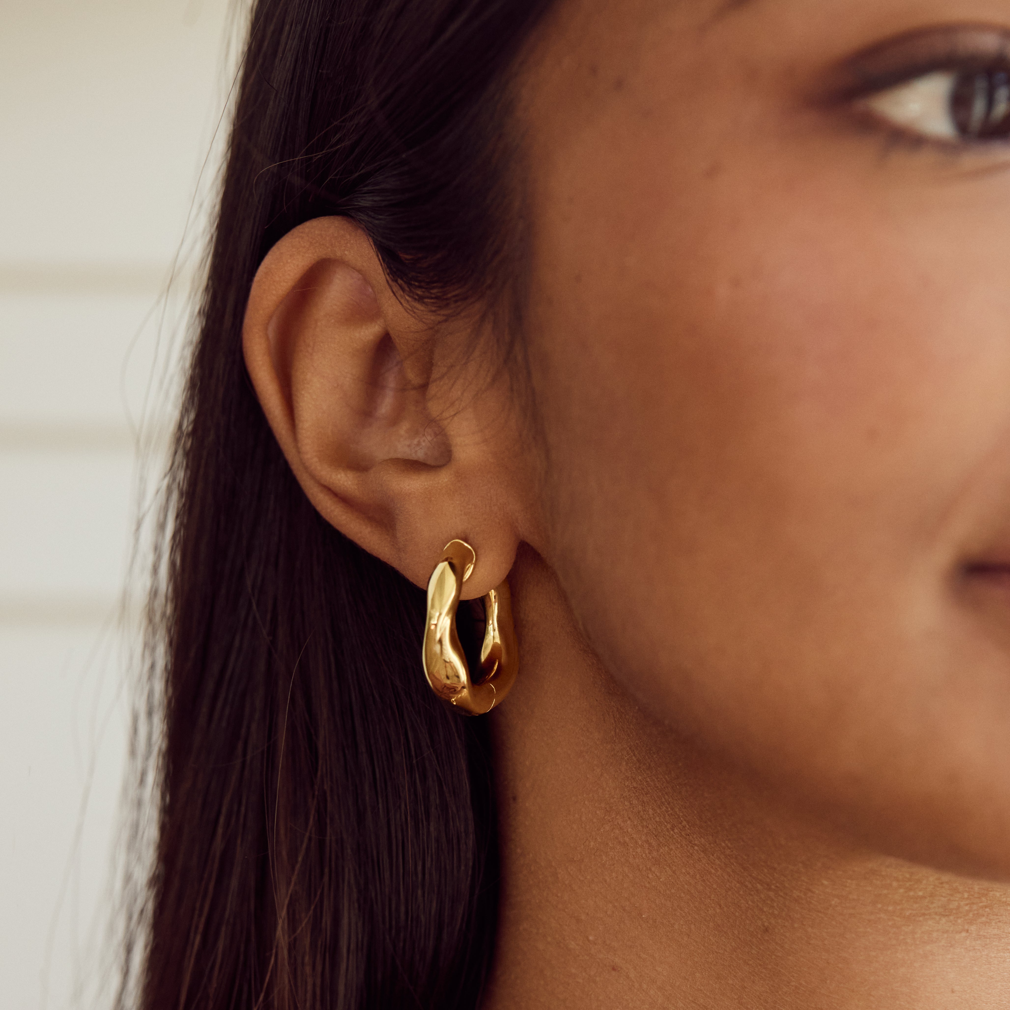 chunky organic hoop earrings gold