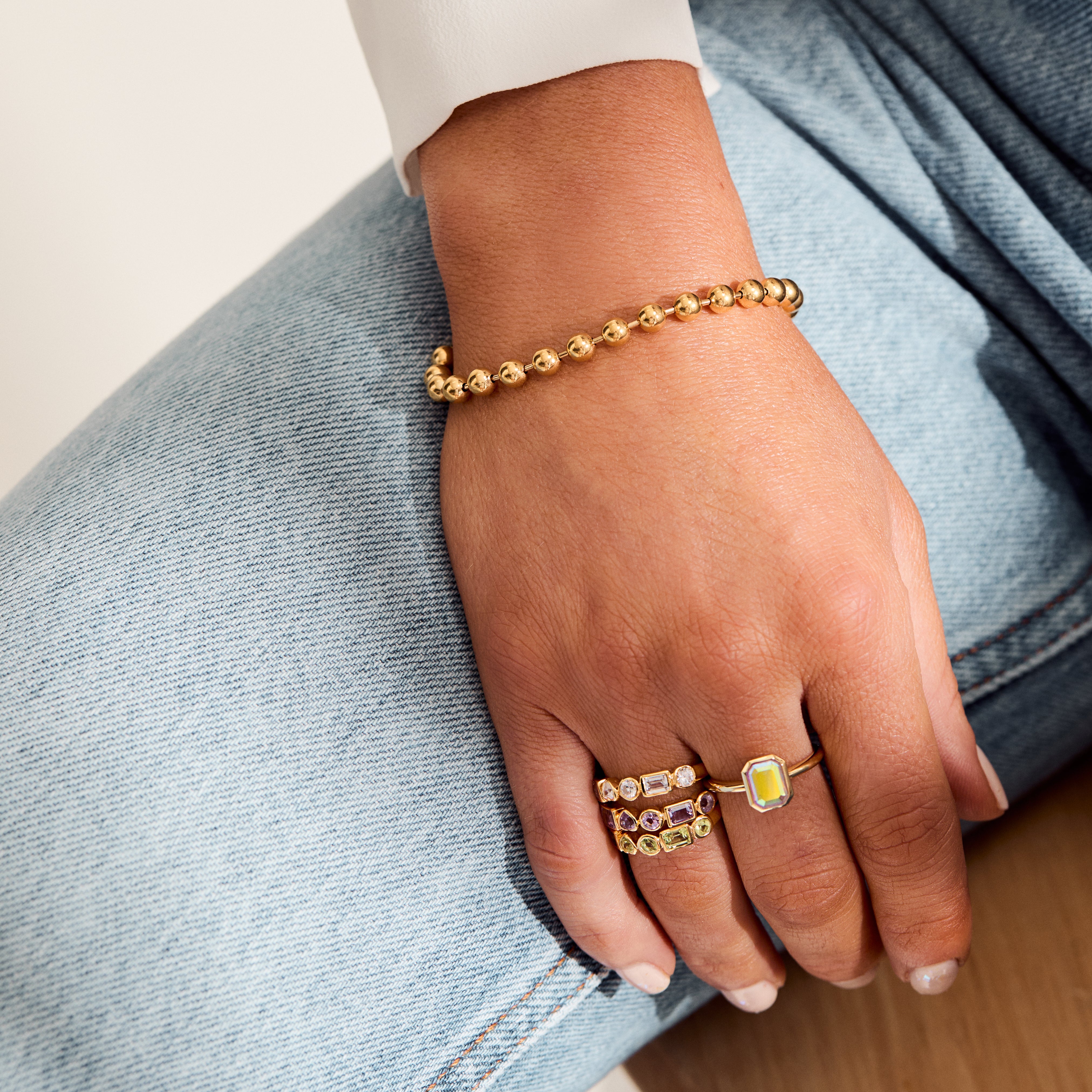 amethyst heart and stone ring gold