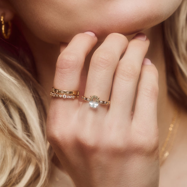 green amethyst starset ring gold