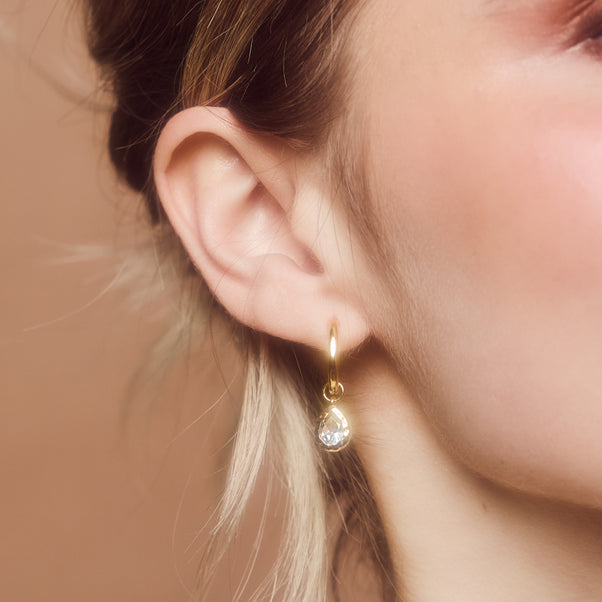 green amethyst pear drop hoop earrings