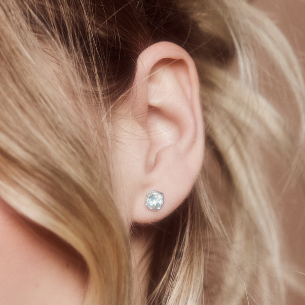 green amethyst stud earrings silver