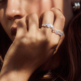 Tanzanite stacking ring in silver
