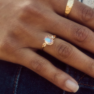 Quartz and citrine statement gemstone ring