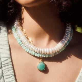 blue opal beaded necklace