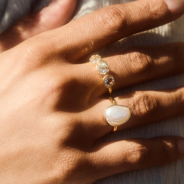 Green amethyst molten ring