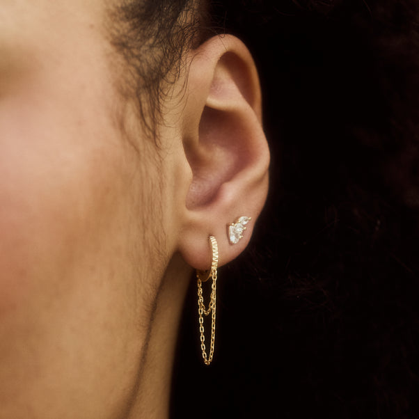 diamond cut chain hoop earrings