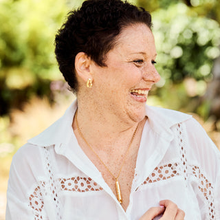 Carrie Elizabeth Breathing Pendant on short rolo chain gold