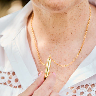 Carrie Elizabeth Breathing Pendant on short rolo chain gold