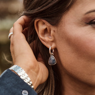 Silver hoop earrings with Sapphire