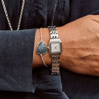 Silver White Agate Vintage Watch