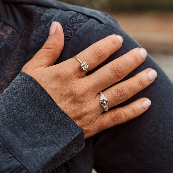 Georgian style moissanite ring