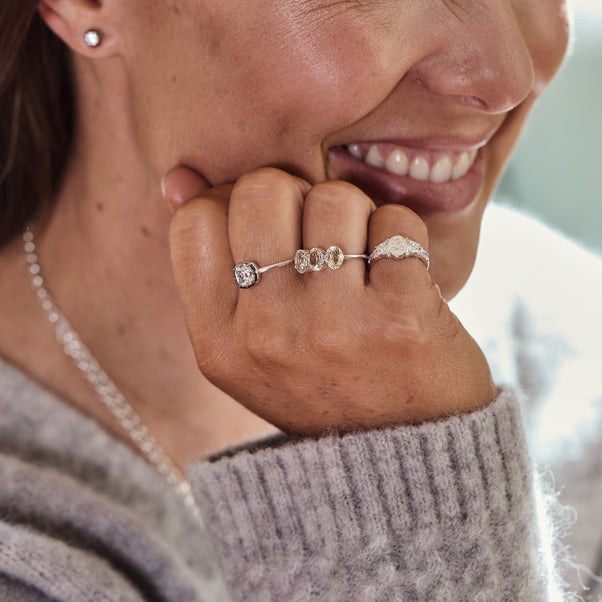 Green Amethyst trilogy ring