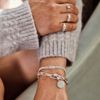 Silver layering chain bracelet 