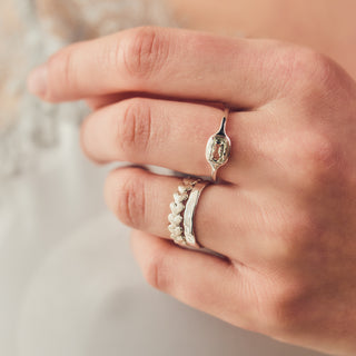 silver heart ring stacker