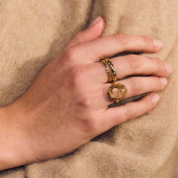 Caramel Quartz Molten Statement Ring