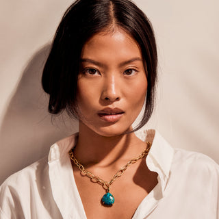 Molten Charm Holder Link Chain Necklace