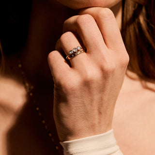 9k gold Polki Diamond Trilogy Ring