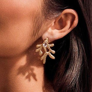 Green Amethyst Statement Coral Earrings