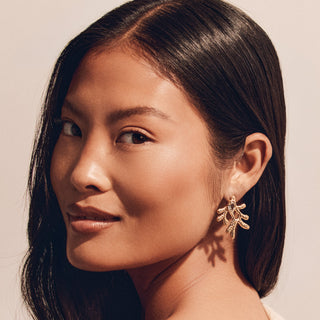 Green Amethyst Statement Coral Earrings