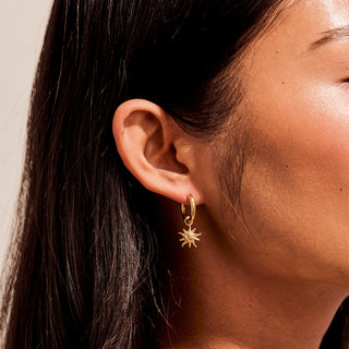 gold Aurelia Sun Drop Hoop Earrings