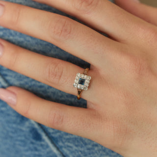 Vintage Sapphire and Diamond 18k Gold and Platinum Ring- UK Size N