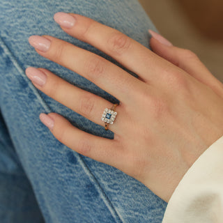 Vintage Sapphire and Diamond 18k Gold and Platinum Ring- UK Size N