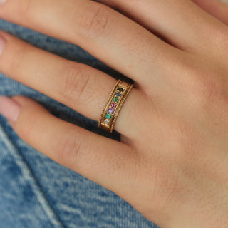 Vintage 'Dearest' Acrostic Ring in 9k Yellow Gold - UK Size O