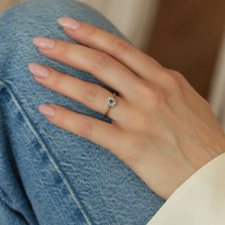 Vintage Sapphire and Diamond 18k Yellow Gold Ring- UK Size N
