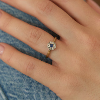 Vintage Sapphire and Diamond 18k Yellow Gold Ring- UK Size N