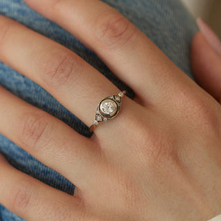 Vintage Diamond 9k Yellow Gold and Silver Ring- UK Size P
