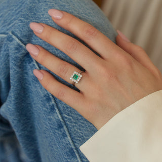 Vintage Emerald and Diamond Platinum Ring- UK Size K
