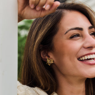 gold large ivy leaf earrings