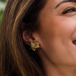 Lydia Millen Evergreen Ivy Leaf Statement Stud Earrings