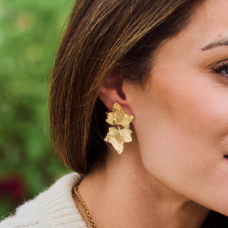 Lydia Millen Evergreen Statement Double Ivy Leaf Drop Earrings