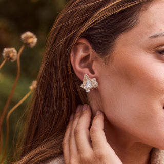 Lydia Millen Evergreen Ivy Leaf Statement Stud Earrings
