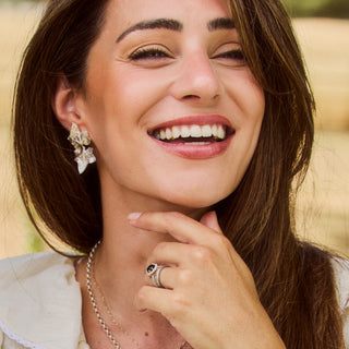 Lydia Millen Evergreen Statement Double Ivy Leaf Drop Earrings