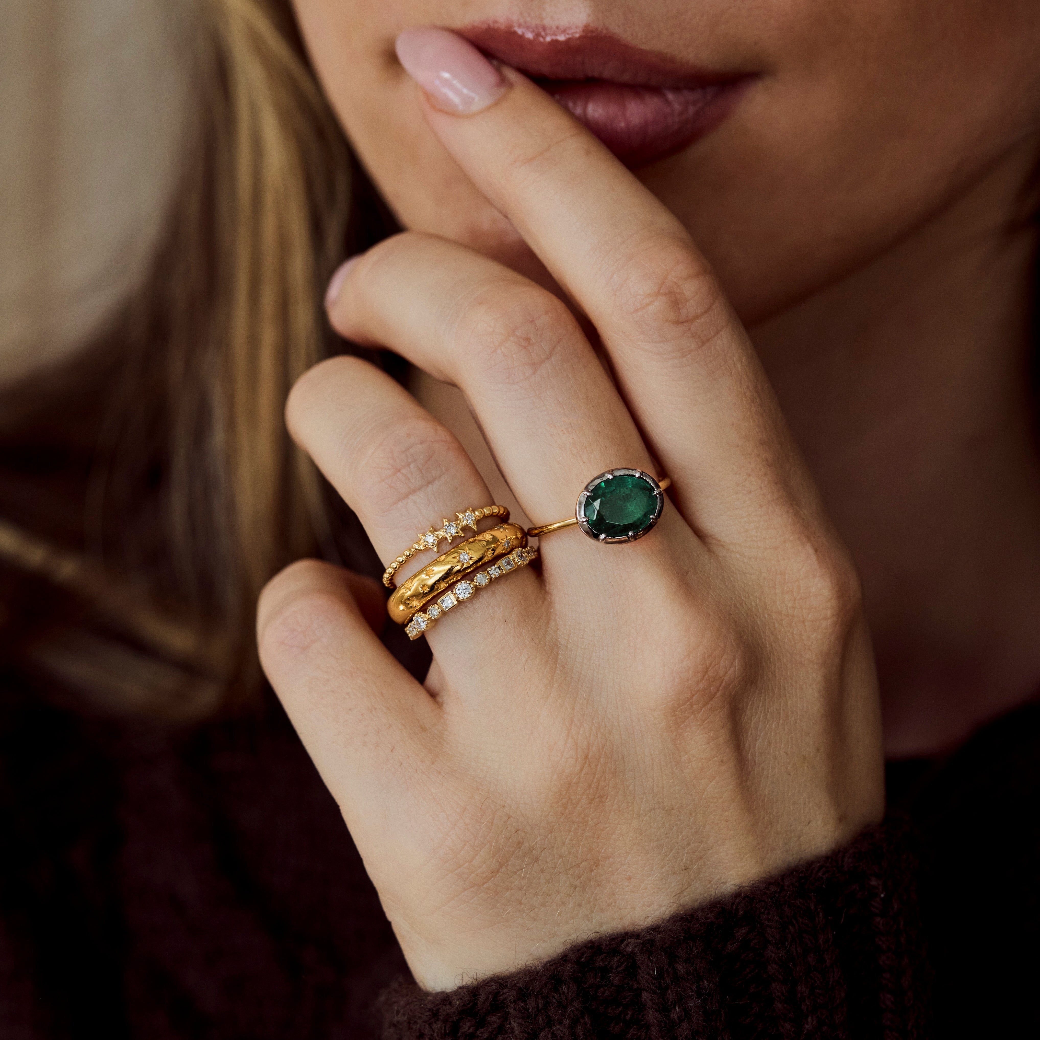 gold Rosanna Georgian Emerald Ring 
