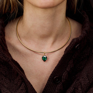 gold Georgian Emerald Pear Pendant