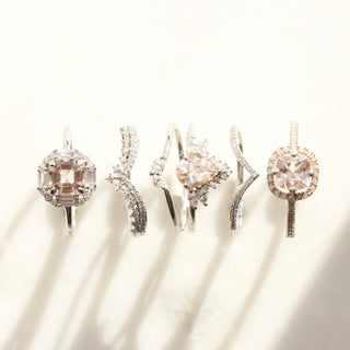Ophelia Morganite, Sapphire and Diamond Ring 14k White Gold- UK Size W