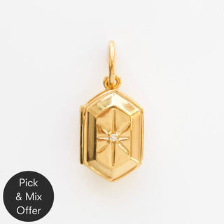 Vintage Hexagon Diamond Star Set Locket