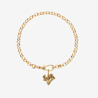 Lydia Millen Evergreen Ivy Leaf Charm With Albert Vintage Chain Bracelet