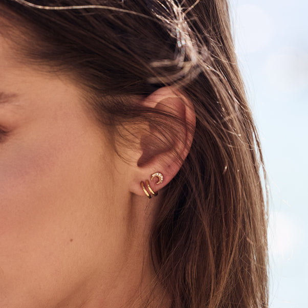 Celestial Moon Stud Earrings