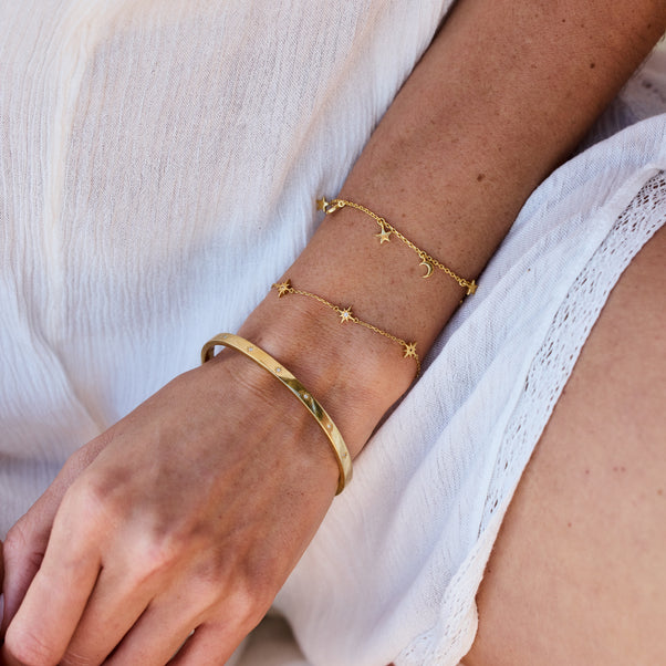 Celestial Dainty White Topaz Star Bracelet