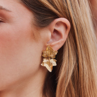 Lydia Millen Evergreen Statement Double Ivy Leaf Drop Earrings