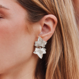 Lydia Millen Evergreen Statement Double Ivy Leaf Drop Earrings
