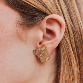 Lydia Millen Evergreen Ivy Leaf Statement Stud Earrings