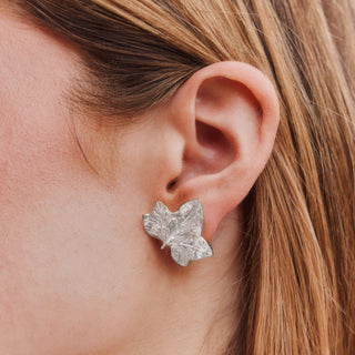 Lydia Millen Evergreen Ivy Leaf Statement Stud Earrings
