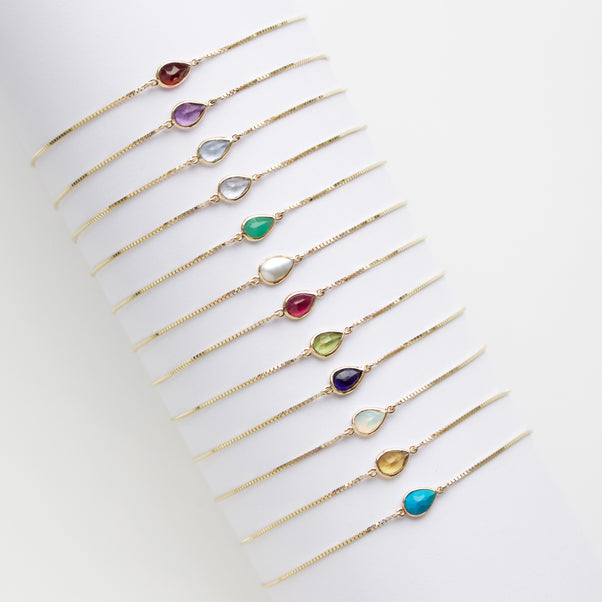 9K birthstone solitaire gemstone bracelet