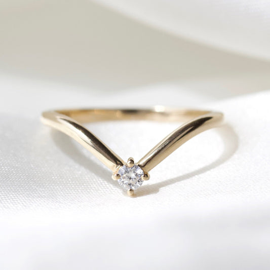 deep v diamond wedding band in solid gold
