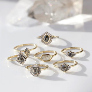 Carrie Elizabeth Salt and Pepper Diamond Ophelia Vintage ring